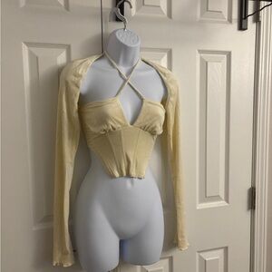 Dollskill TicToc Yellow corset top with matching bolero